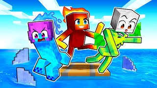 Trapped on a RAFT as ELEMENTAL MOBS in Minecraft!