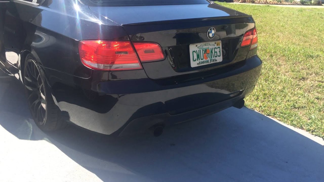 BMW 335i muffler delete catless downpipes cold start YouTube