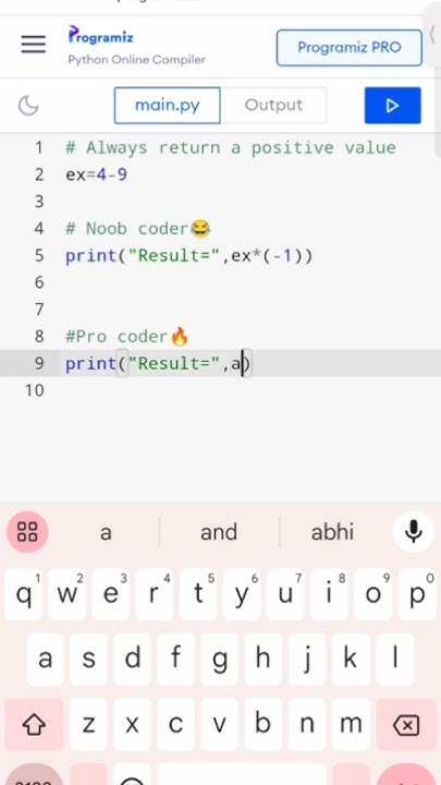 abs function in python #python #omkarcode - YouTube