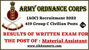 AOC Recruitment Material Assistant Result ¶ Army Ordnance corp Result 2023 ¶ aoc written exam result