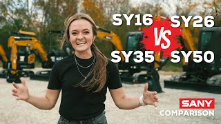 Choosing The Right Mini Excavator Comparing Sany Mini Excavator Models Sy16C Sy26U Sy35U Sy50U
