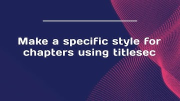 Make a specific style for chapters using titlesec