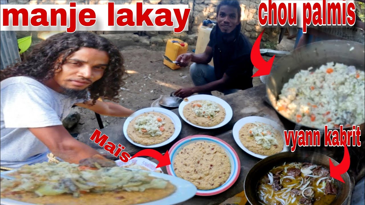Men kijan Joe ak Marcus prépare legim chou palmis, vyann kabrit ak maïs