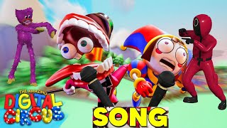 THE AMAZING DIGITAL CIRCUS SONG ♪! HUGGY WUGGY 🆚 RED SQUID GAME || TILES HOP EDM RUSH