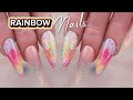 Rainbow Tie Dye inspired Acrylic Nail Design | Glitter Planet