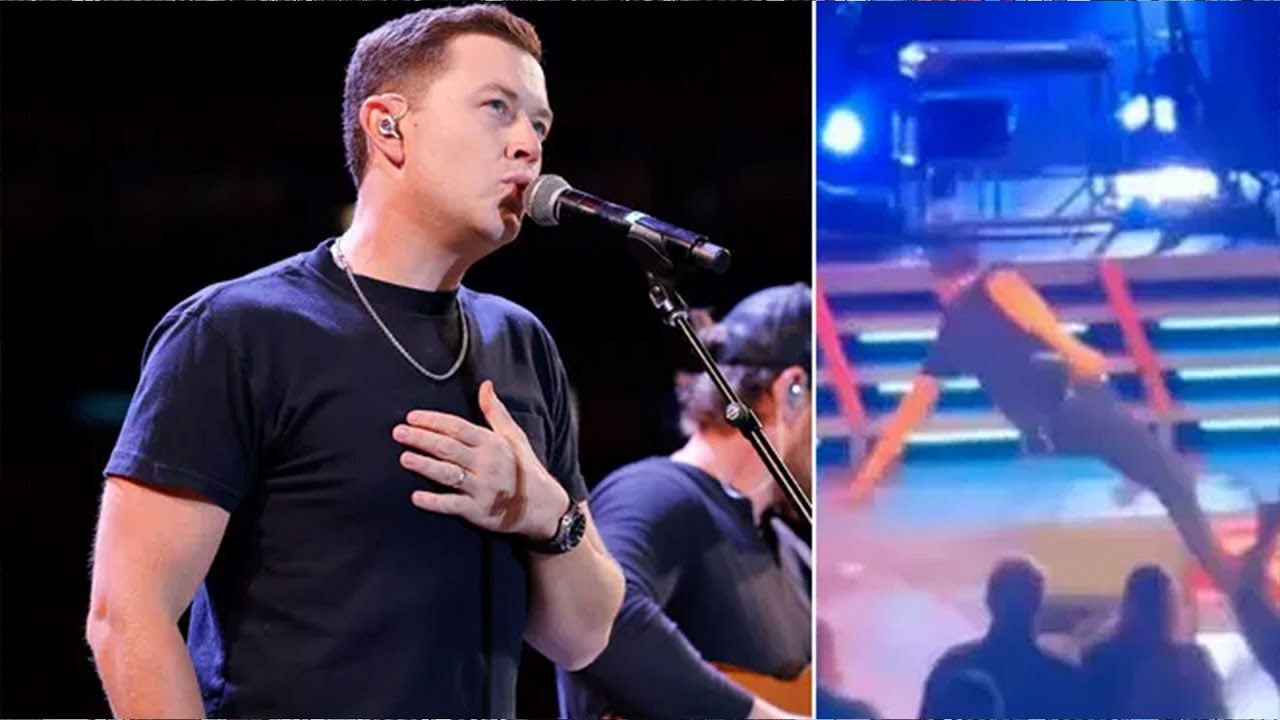 'American Idol' winner Scotty McCreery falls over backward on stage