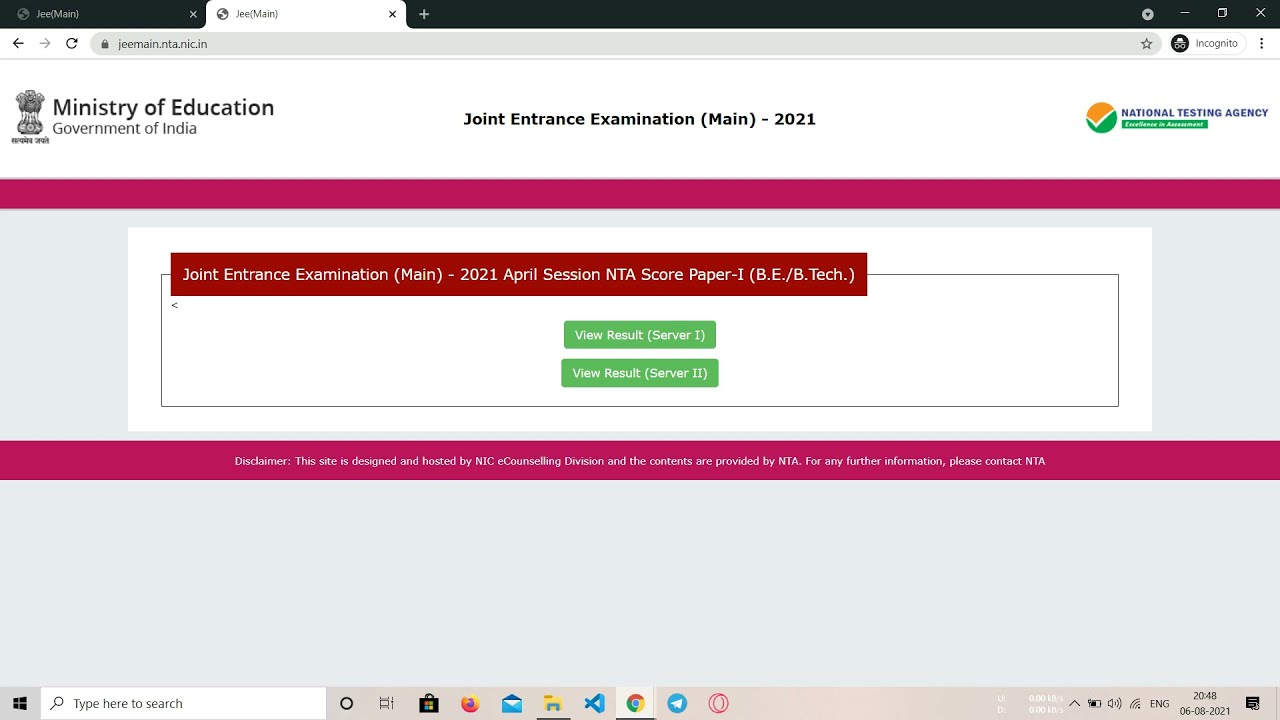 Jee main Result out 2021 July session