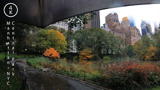 Walking in the Rain in Central Park in Manhattan, New York 4K  NYC Nature Rain Sounds ASMR