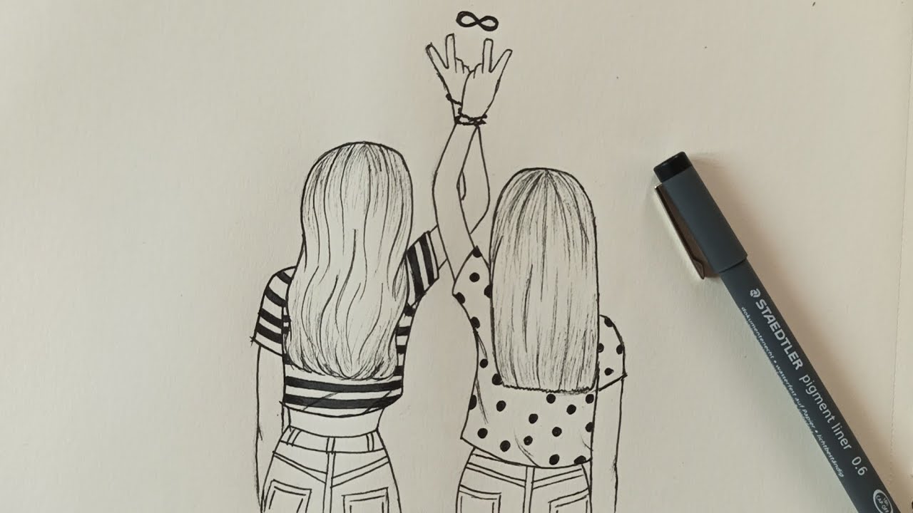 How to Draw Best Friends (BFF) Easy