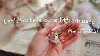 Learn to make a spun cotton mouse  spun cotton art tutorial  make a mouse doll from cotton balls
