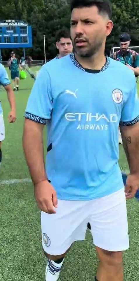 Sergio Aguero is HERE AT TST and wearing the Man City kits