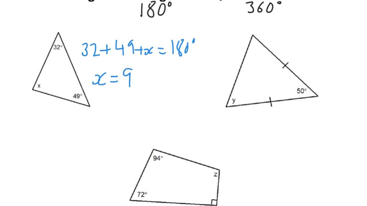 Angles In Triangles and Quadrilaterals - YouTube