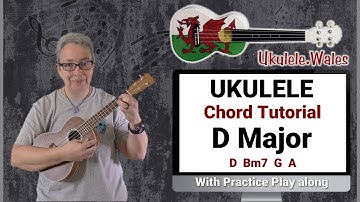 Ukulele Chord Tutorial, Drill And Uke Practice Play Along For D Major Chords