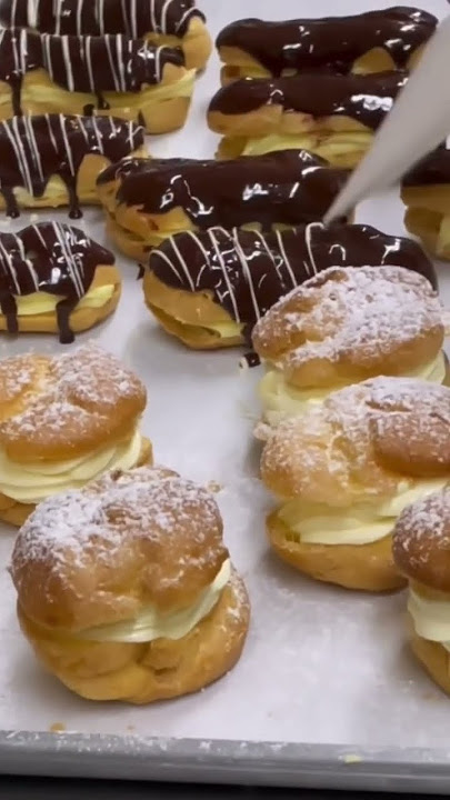 Would you rather 50 Cream Puffs or 50 Chocolate Eclairs #dessert #bakery