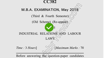 2019 Dcrust MBA 3rd 4th Sem Reappear Industrial Relations & Labour Law Question Paper