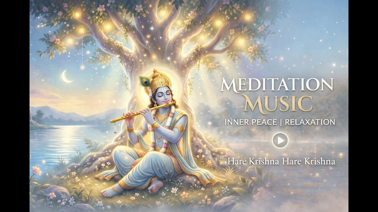Hare Krishna Mantra Meditation 🕉️ | Divine Krishna Flute Music for Inner Peace & Relaxation