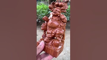 Tượng phật di lặc gánh cành đào cao 20cm gỗ hương cực đẹp