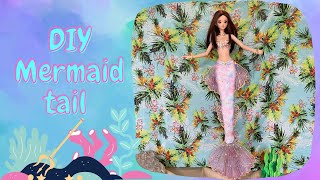 DIY doll mermaid tail  hot glue and fabric.