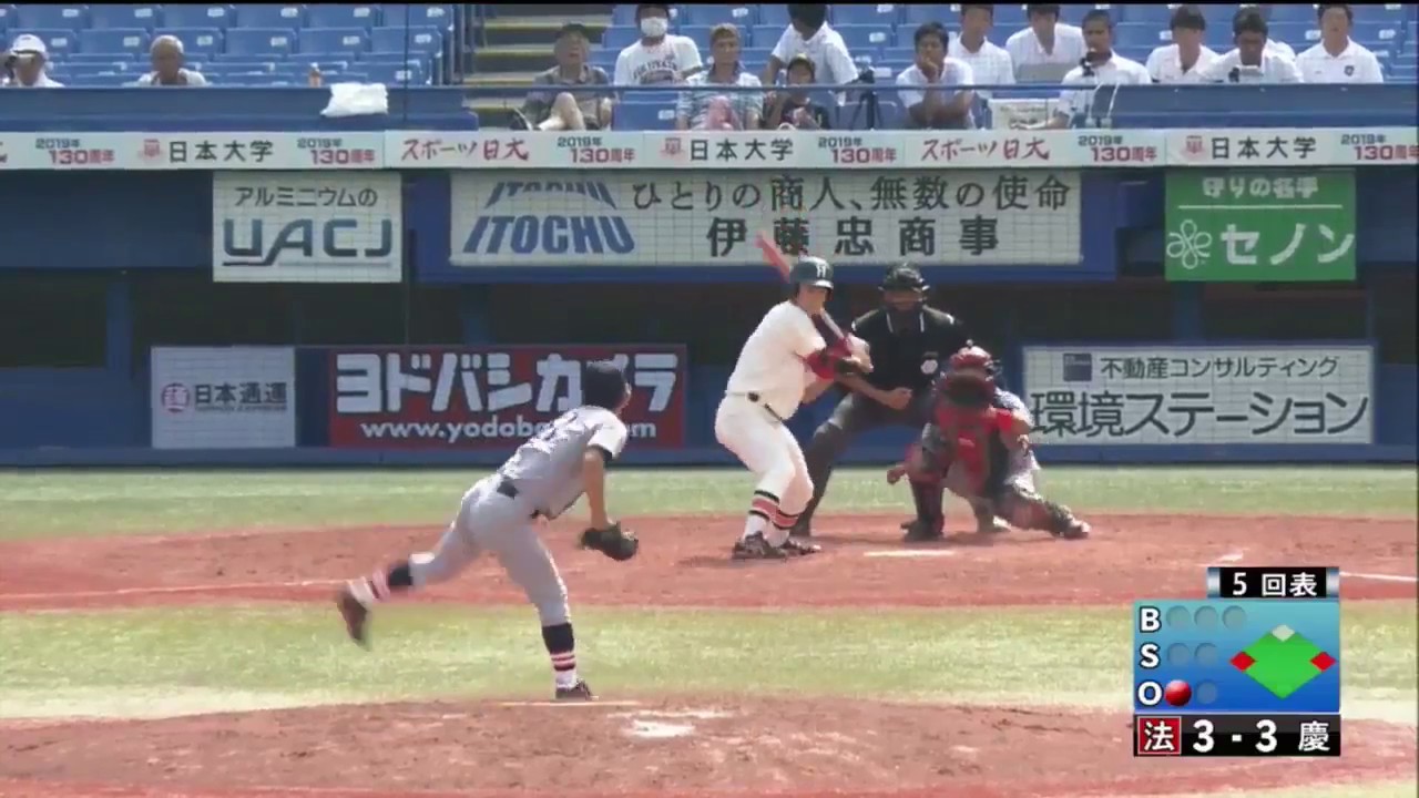 慶應 郡司裕也 仙台育英 がスムーズな送球で 盗塁数トップの法政 相馬 健大高崎 をタッチアウト Youtube