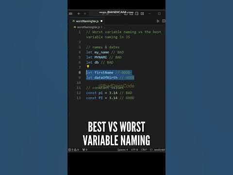 😍😍 Worst vs Best Variable Naming in JavaScript ES6 #shorts #javascript ...