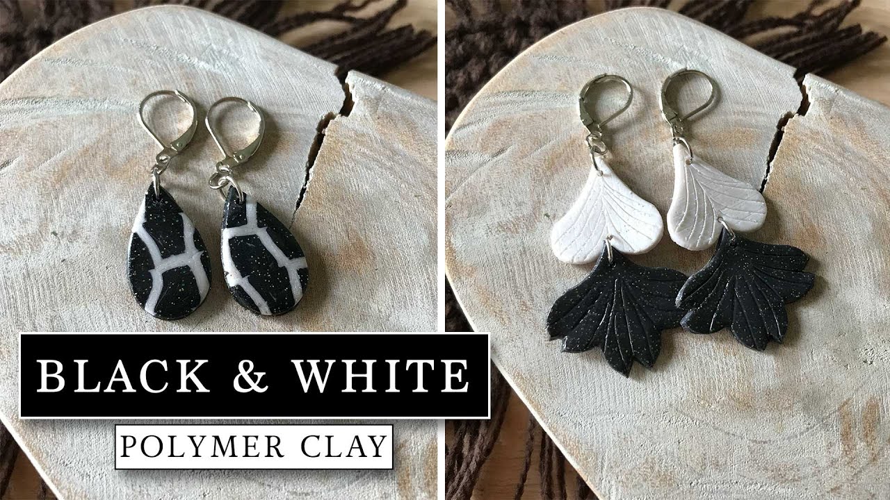 Polymer Clay Tutorial 66: Black and White Clay Earrings 