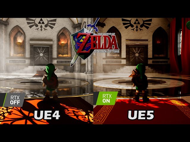 The Legend of Zelda Ocarina Of Time - Inside Deku Tree - Unreal Engine 4 vs  Nintendo 64