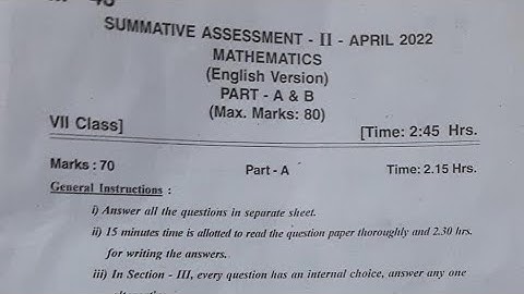 AP SA2 7th class Maths Question paper 2022 💯✅