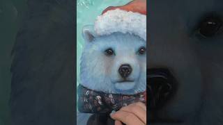 “Christmas Polar Bear” full acrylic painting tutorial on my channel! ❄️🎄🐻‍❄️ #shorts #art #bear