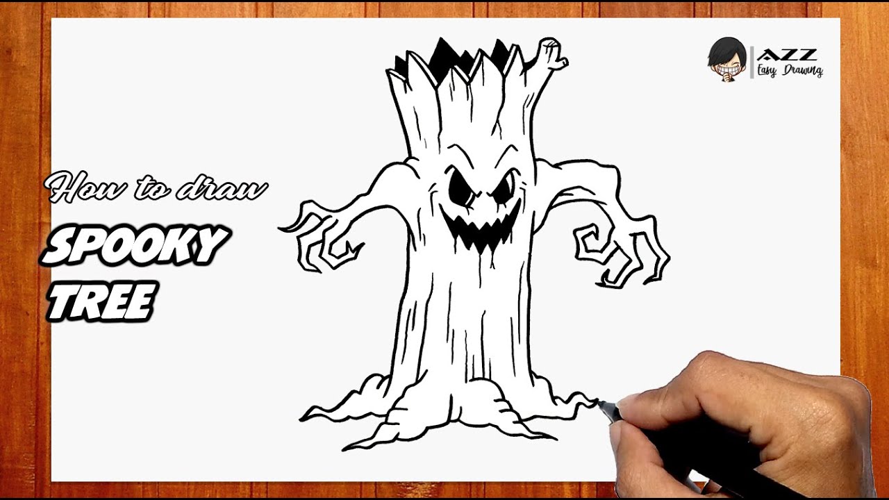 Spooky Tree Drawing : Spooky halloween scene clip art by kirstypargeter ...