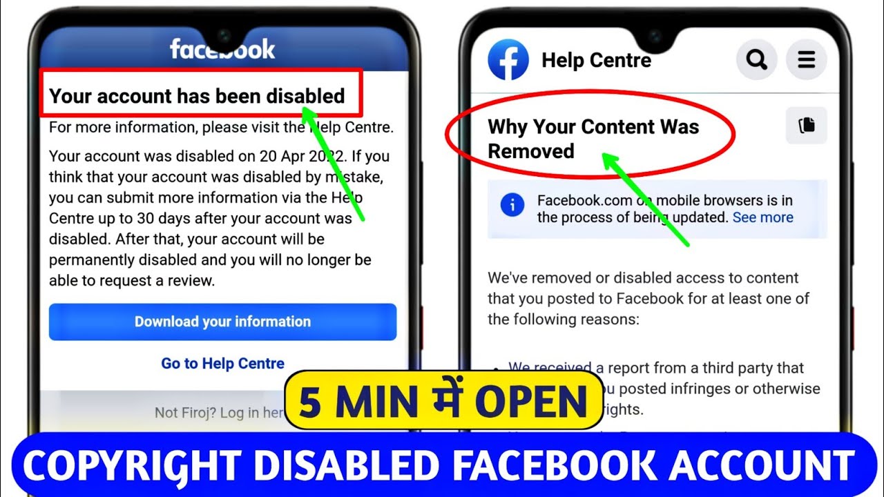 How to open facebook copyright disabled account, facebook disabled account