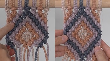 DIY Intermediate Macrame - Reverse Double Half Hitch Knot Diamond Pattern!