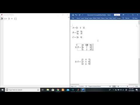 MATLAB 5.24. Arrays - Concatenation (Examples)