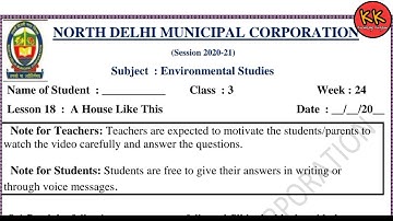Class 3 EVS Week 24 Topic A House Like This (02/12/20) Knowledge Kingdom Worksheet Class 3rd E.V.S