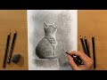 Graphite pencil drawing of a kitten