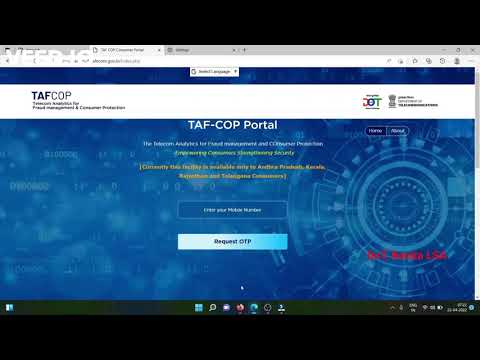 Demo video on how to use TAFCOP Portal - DoT Kerala