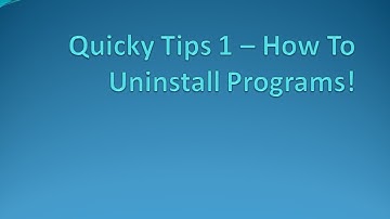 Quicky Tips 1 - How To Uninstall A Program/Plugin From Windows