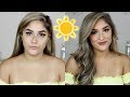 GLOWY AND BRONZED MAKEUP &amp; HAIR  2018 | Craziest curling iron ever!