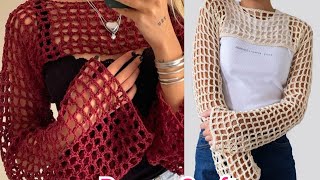 #كروشيه بوليرو ترند 2023 /مشروع مربح جدا وقليل التكاليف/crochet shrug bolero sleeves