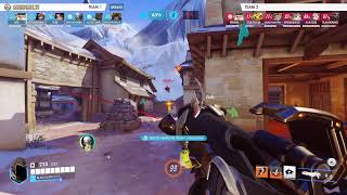 Blue wins through better focus fire, tank control, and ... by BLACKGUN1612 — Overwatch Replay QFB6X0