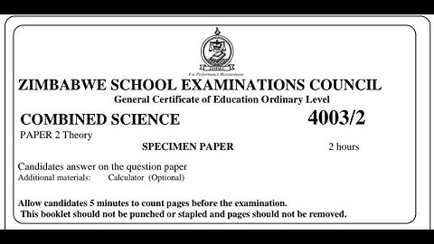 ZIMSEC Combined Science Specimen paper 2018, Section C and Section D solution