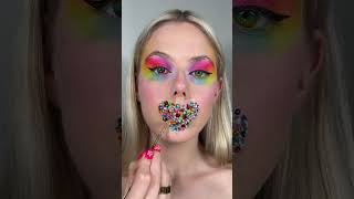Full RAINBOW MAKEUP TUTORIAL 🌈#rainbow #makeup #glitter Guide