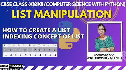 #LIST MANIPULATION IN PYTHON#CREATING LIST#INDEXING CONCEPT OF LIST#CLASS XI COMPUTER SCIENCE-PART-1