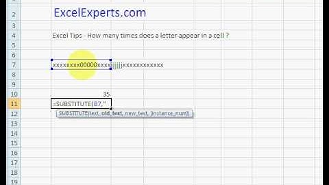 ExcelExperts.com - Excel Tips - How many times does a letter appear in a cell ?