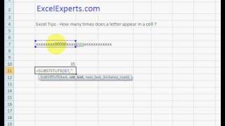ExcelExperts.com - Excel Tips - How many times does a letter appear in a cell ?