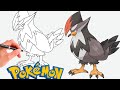 Cómo dibujar STARAPTOR POKEMON #398 | Generación 4