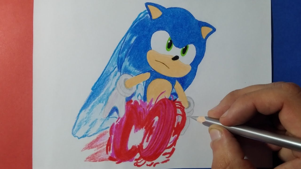 como desenhar o Sonic correndo - how to draw sonic running - como dibujar a  sonic corriendo 