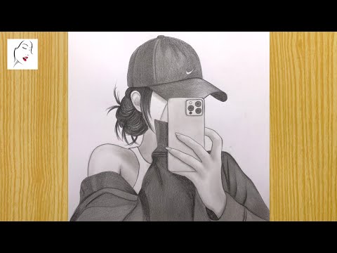How to draw a Girl with Cap || Iphone Photography || "Girl Drawing With Cap" | The Crazy Sketcher
