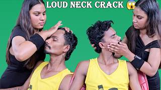 😱 LOUD Neck Cracking! Master Cracker Gets Insane Head Massage by Female Barber | ASMR