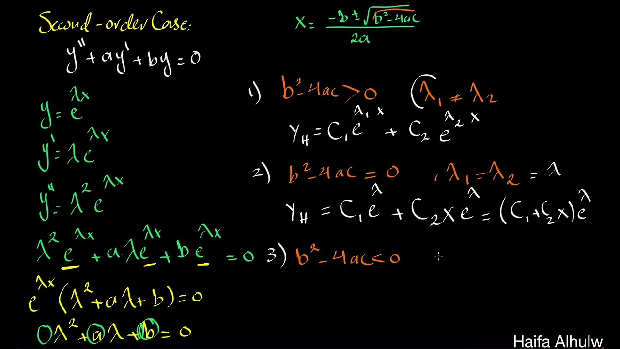 Homogeneous Differential Equation with Constant Coefficient - المعادلات التفاضلية المتجانسة