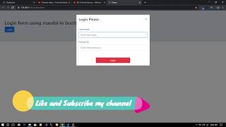 Login form using modal in bootstrap4